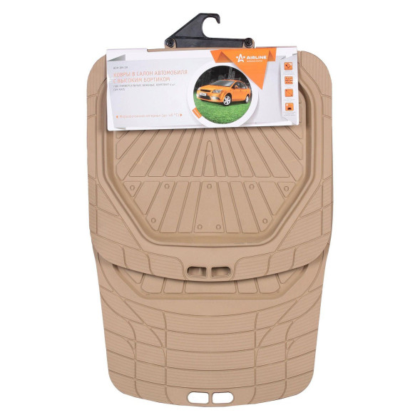 Ковры в салон с выс. бортиком, ПВХ, универсальные, бежевые, компл. 4 шт.(ACM-RM-09 AIRLINE