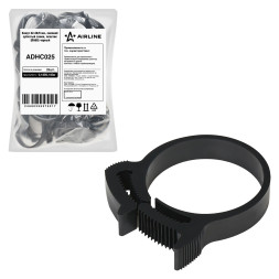Хомут 32-36/9 мм, силовой зубчатый замок, пластик (ПА66) черный (ADHC025) AIRLINE