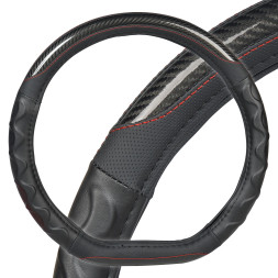 Оплетка на руль, экокожа, D-образная форма, рельеф, черная, 38 см/М (ADWO005) AIRLINE