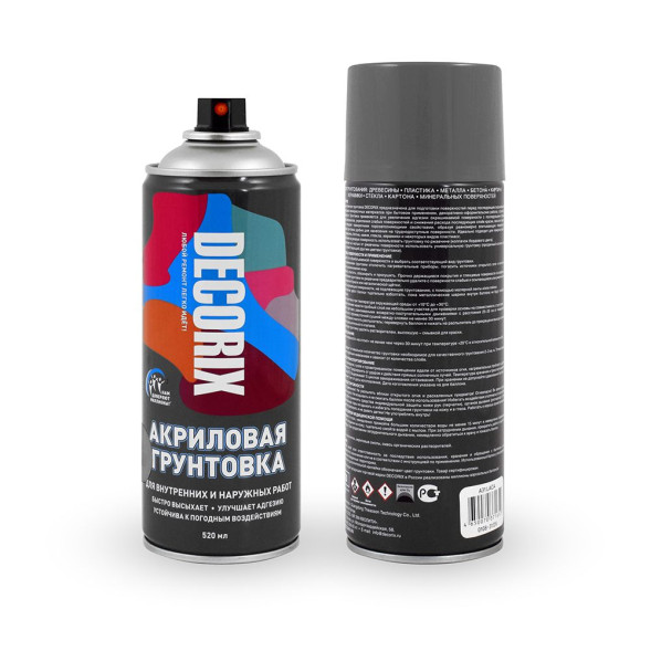 КРАСКА-СПРЕЙ Грунтовка серая акриловая А10 DECORIX