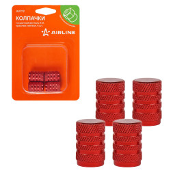 Колпачки на шинный вентиль K-2, красные, металл, 4 шт. (AVC12) AIRLINE
