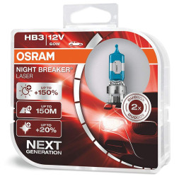 Лампа Night Breaker Laser (+150%) HB3 12V- 60W (P20d)(2шт) DuoBox (Osram) 9005NL-HCB