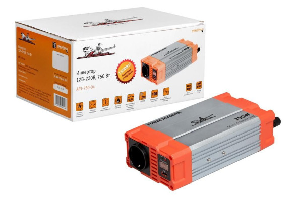 Инвертор 12В-220В, 750 Вт (API-750-04) AIRLINE