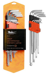 Набор шестигранных ключей  9 предметов с шаром (AT-9-15) AIRLINE