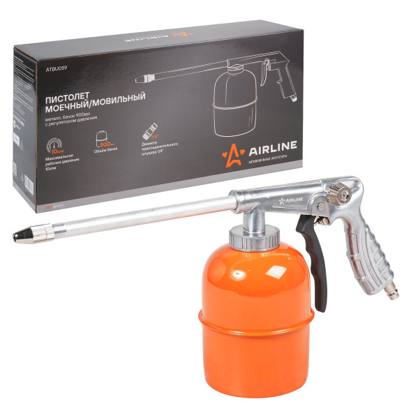 Пистолет моечный/мовильный металл. бачок 900мл. с регулятором давления PRO (ATBU059) AIRLINE