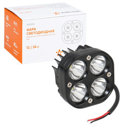 Фара светодиодная квадратная, 4 LED направленный свет, 40W (78х78х50) 12/24V (ALED036) AIRLINE