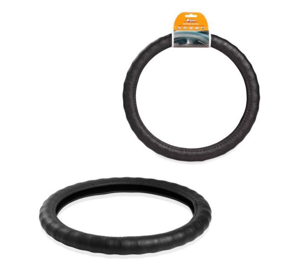 Оплетка на руль, ребристая, гладкая кожа, черная, 37-39 см/М (AWC-RS-12M) AIRLINE