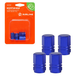 Колпачки на шинный вентиль K-1, синие, металл, 4 шт. (AVC09) AIRLINE