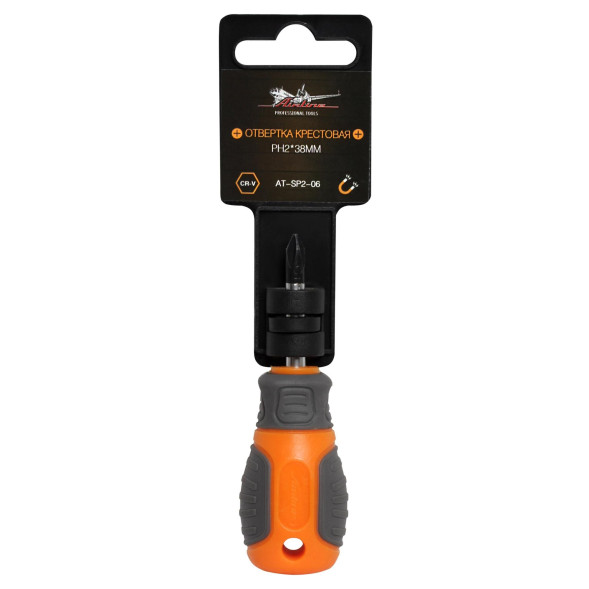 Отвертка крестовая с эргономичной рукояткой магнитная PH2*38мм (AT-SP2-06) AIRLINE