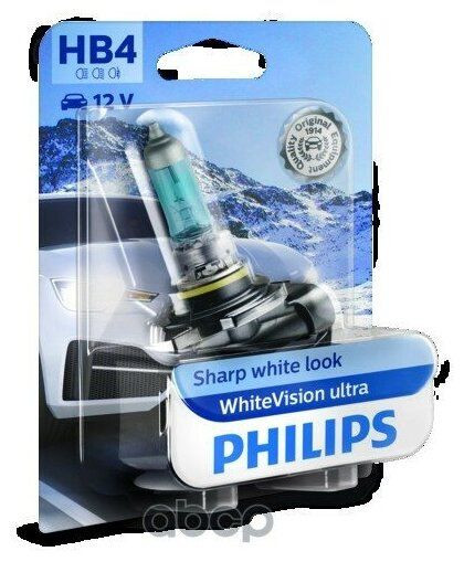 Лампа  White Vision Ultra +60% HB4 12V- 51W (P22d) блистер 1шт.(Philips) 9006WVUB1 xx
