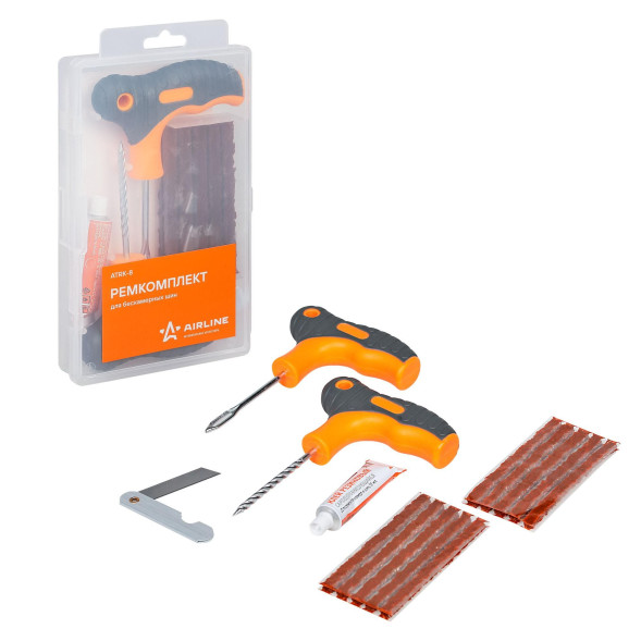 Ремкомплект для б/к шин в кейсе прорезин.ручки10 жгутов,нож)(ATRK-8) AIRLINE