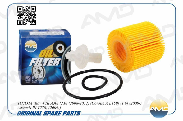 Фильтр масляный 04152-YZZA6/AMD.FL124 AMD TOYOTA(Rav 4 III A30)(2,0)(2008-2012)(Corolla) (OE 685/2)