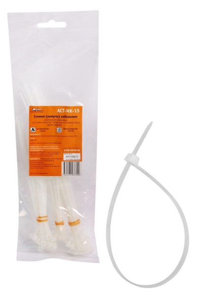 Стяжки (хомуты) кабельные,60шт.(2,5*100мм-20шт/3,6*150мм-20шт/3,6*200мм-20шт)(ACT-NK-15)