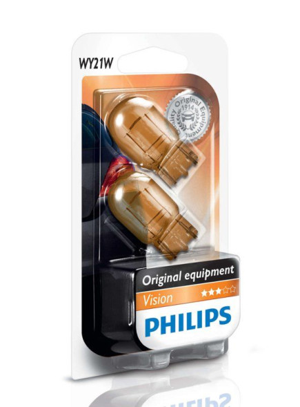 Лампа   W21YW 12V-21W(желтая)(WX3x16q) (блистер 2шт.) 12071B2 Philips xx