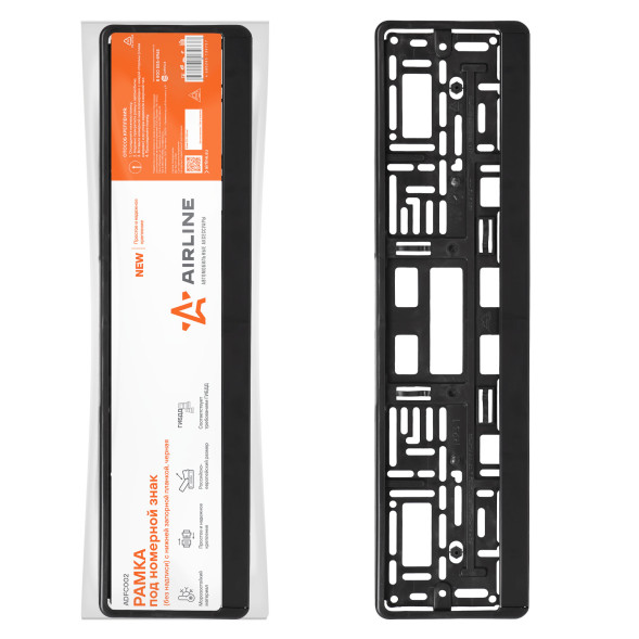 Рамка под номерной знак (без надписи) с нижней запорной планкой, черная (ADFC002) AIRLINE