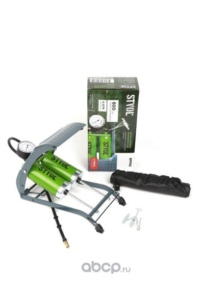 Насос ножной механический STVOL, двойной цилиндр, 600 см3, с сумкой