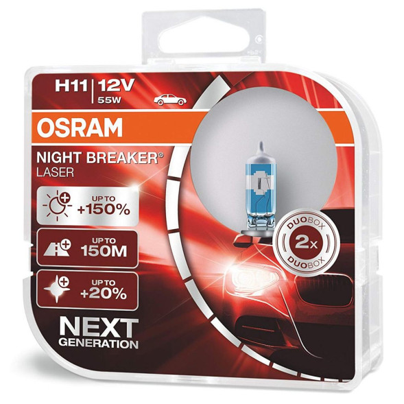 Лампа  Night Breaker Laser (+150%) H11 12V- 55W (PGJ19-2)(2шт) DuoBox (Osram) 64211NL-HCB