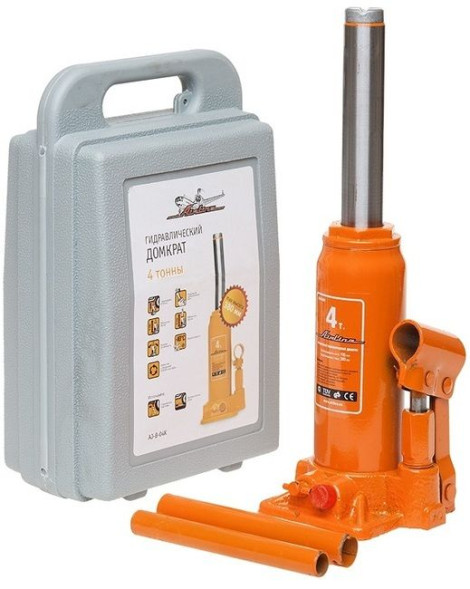 Домкрат бутылочный 4т в кейсе (MIN - 195 мм, MAX - 380 мм) (AJ-B-04K) AIRLINE