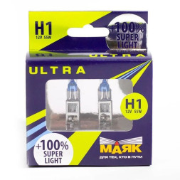 Лампа Н1 12 V 55 W P14,5s Super Light +100 2 шт МАЯК