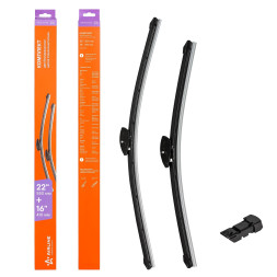 Щетки стеклоочистителя 550/410 мм (22"/16") бескаркасные 2 шт., 2 адптр (AWB-BK-550-400K) AIRLINE