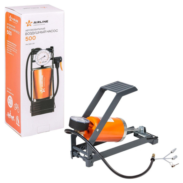 Насос воздушный 300 с манометром (ножной, механический, 300 см3) (PA-500-04) AIRLINE