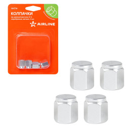 Колпачки на шинный вентиль K-3, серебряные, металл, 4 шт. (AVC16) AIRLINE