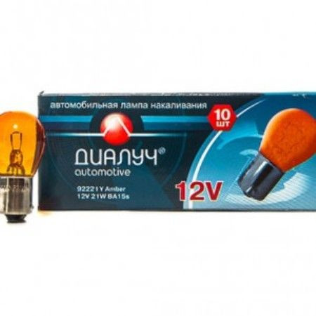 Лампа P21W 12V 21W BA15s ДиаЛУЧ (ОРАНЖЕВАЯ) 92221Y-Amber уп-ка 10шт