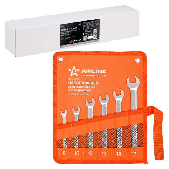 Набор ключей комбинир. 6 предм. (8,10,12,13,14,17мм) сумка PRO (AT-6-45) AIRLINE