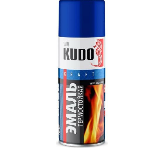 КРАСКА-СПРЕЙ термостойкая синяя 520мл KUDO KU-5004 (12шт.)