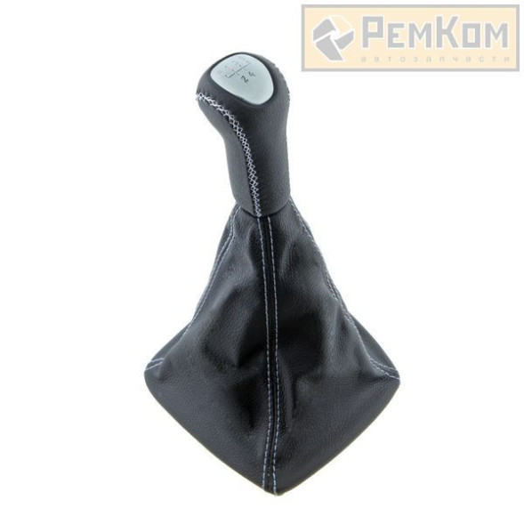 Ручка КПП с чехлом для а/м 2170, 2171, 2172 (с 2009 г-2013г)кожа, черная с серой строчкой (RK11025)
