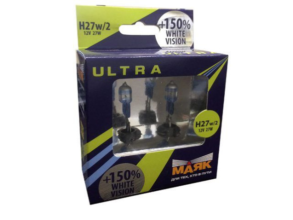 Лампа Н27 12- 27 PGJ13 Super White Vision +150% 2шт МАЯК ULTRA