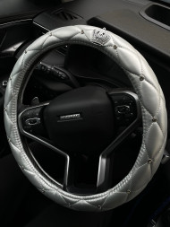 Оплетка на руль Корона серебро размер М 37-39 см. Р-186