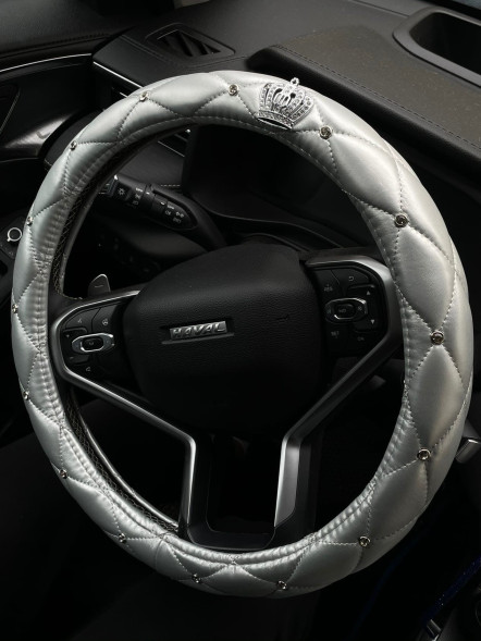 Оплетка на руль Корона серебро размер М 37-39 см. Р-186