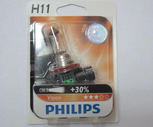 Лампа  Vision (Premium) +30% H11 12V-55W (PGJ19-2) блистер (1шт.) (Philips) 12362PRB1 xx