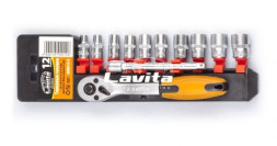 Набор головок с трещеткой 12 ед. на пластиковом держателе LAVITA LA 500012-2