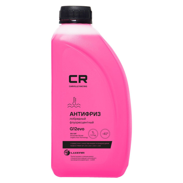 Антифриз красный CR для VAG, PSi-OAT,G12evo, флуор, -40°С, 1л/1.07кг (L2018034) CARVILLE RACING