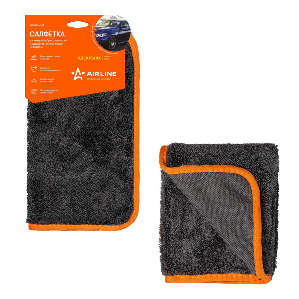 Салфетка из микрофибры для мытья и удаления влаги серая (40*60 см) (ABDN007) AIRLINE