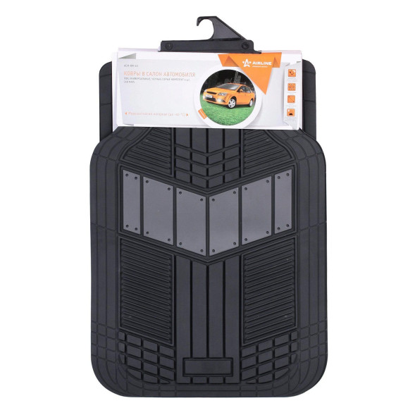 Ковры в салон, ПВХ, универсальные, черные/серые, компл. 4 шт.(ACM-RM-10) AIRLINE