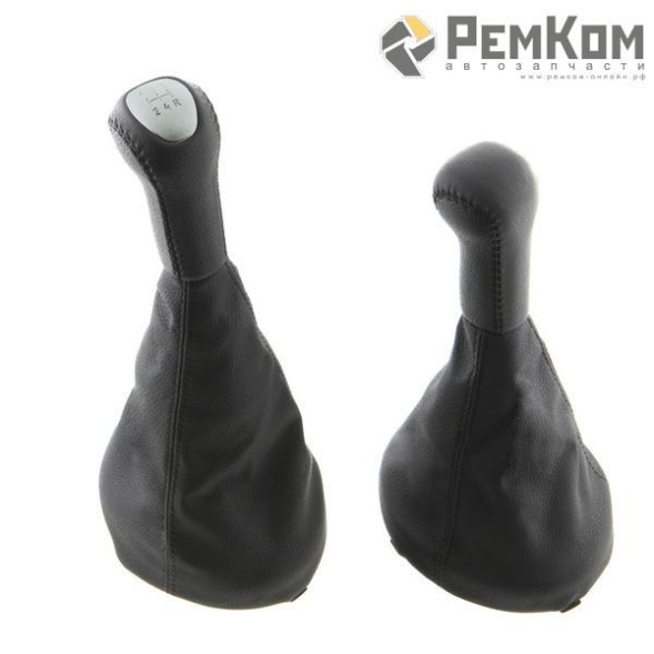 Ручка КПП, раздатки с чехлом  для а/м 2123 люкс, кожа, черная (RK11031) РЕМКОМ