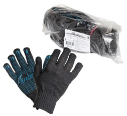 Перчатки ХБ с точечным ПВХ покрытием,черные (5 пар) (AWG-C-03) AIRLINE