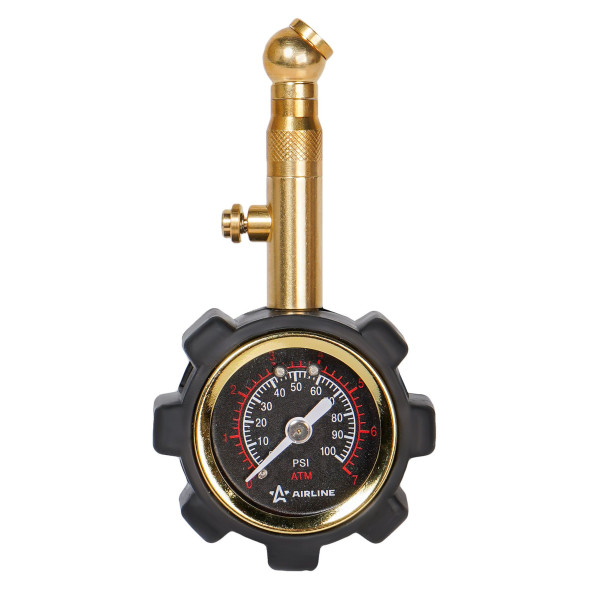 Манометр стрелочный металл. 7АТМ диам. 40мм обрезин. с клапаном сброса PRO (AEAS001) AIRLINE