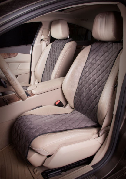 Накидки &amp;quot;Алькантара&amp;quot;, передние (2шт.), серые (ACS-F-02)