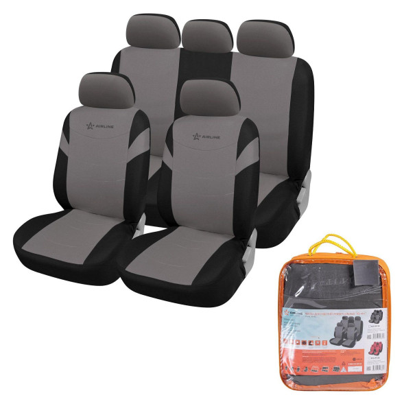 Чехлы для сидений универсал. &amp;quot;RS-4k+&amp;quot;, передн./задн. велюр, черн./сер.(ACS-VP-06) AIRLINE