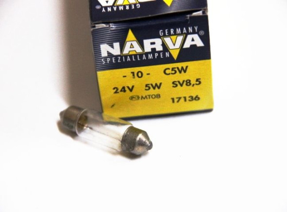 Лампа C5W 24V-5W (SV8,5) 17136 (Narva) (10шт)