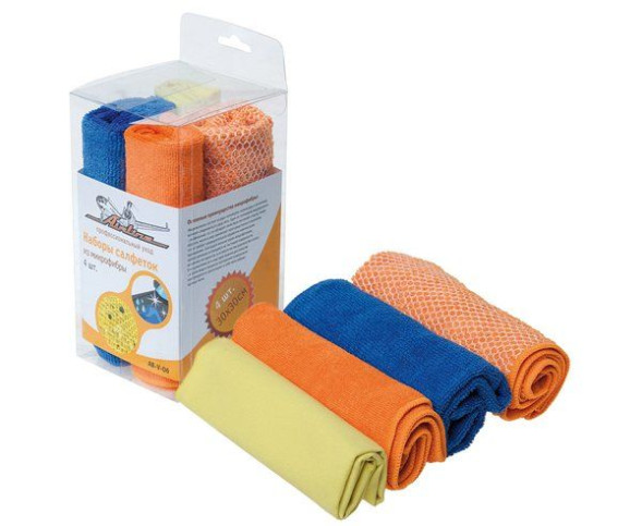 Набор салфеток из микрофибры в блистере (4 шт., 30*30 см) (AB-V-06) AIRLINE