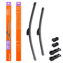 Щетки стеклоочистителя 550/450мм (22"/18") бескаркасные 2 шт., 3 адптр (AWB-BK-550-450K) AIRLINE