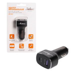 Адаптер автомобильный Type-C PD + QC 3.0 42Вт, 12/24В (ACH-CQC3) AIRLINE