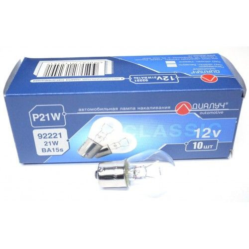 Лампа P21W 12V 21W BA15s ДиаЛУЧ 92221 уп-ка 10шт