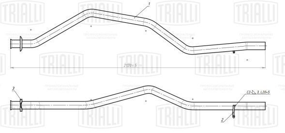 Труба приемная алюм. ГАЗель Бизнес (3221) дв.УМЗ Евро-3, ISF2.8S Евро-4 (ERP 0306) TRIALLI