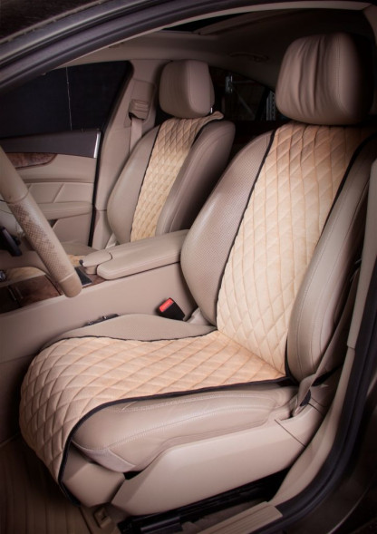 Накидки &amp;quot;Алькантара&amp;quot;, передние (2шт.), бежевые (ACS-F-03) AIRLINE